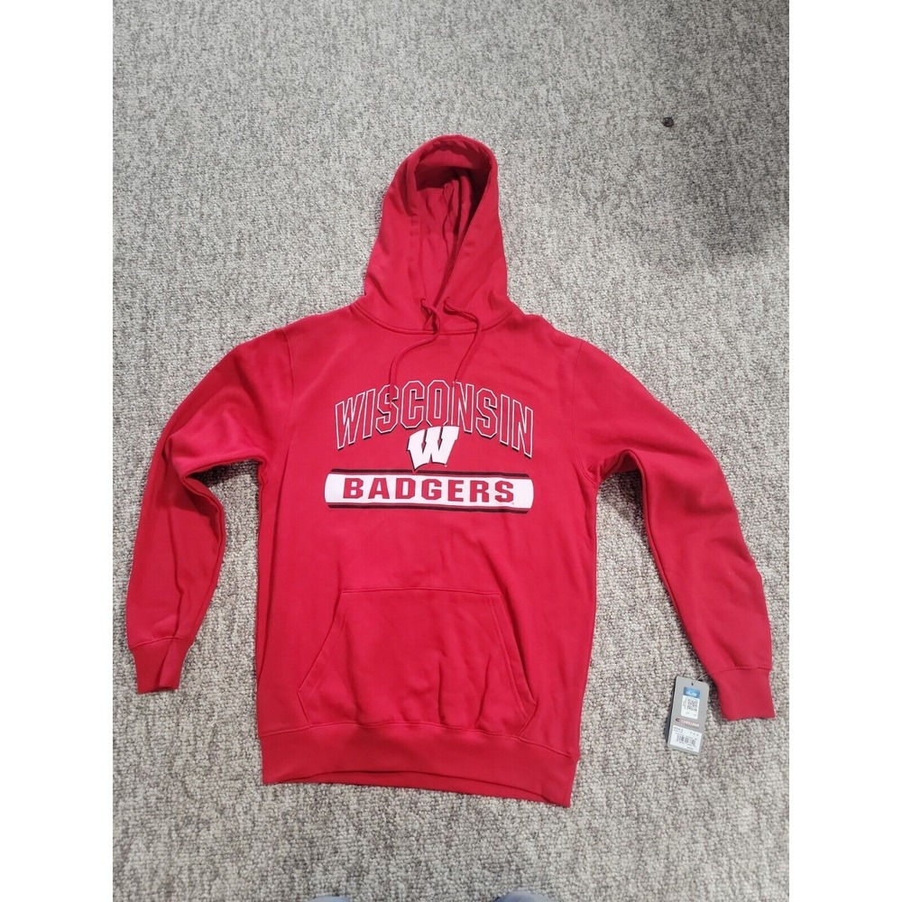 Colosseum Mens M  Wisconsin Badgers Sweatshirt Hoodie NWT Red